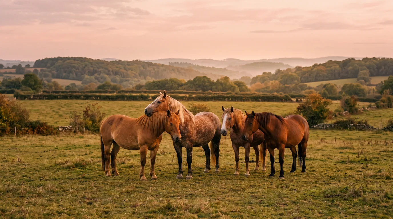Les chevaux du Domaine de Merys en liberté, Dordogne